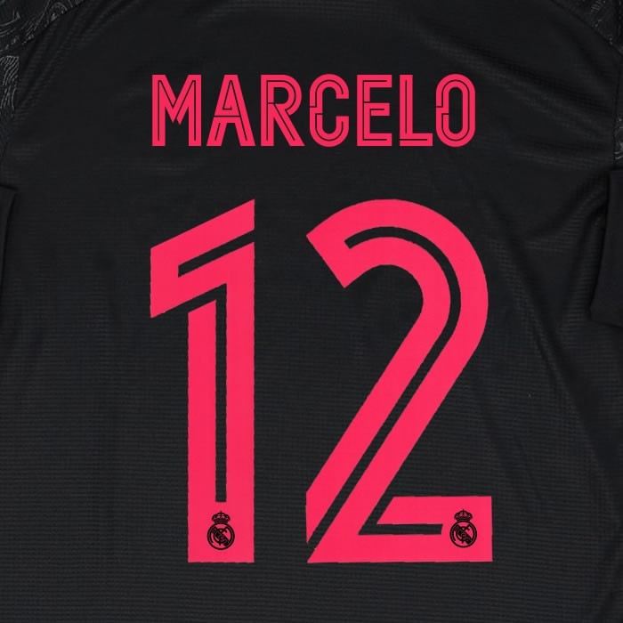 2020 2021 AVERY DENNISON REAL MADRID MARCELO 12 3RD PINK PLAYER SIZE NAMESET