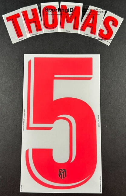 2019 2020 OFFICIAL ATLETICO MADRID THOMAS 5 AWAY PLAYER SIZE NAMESET
