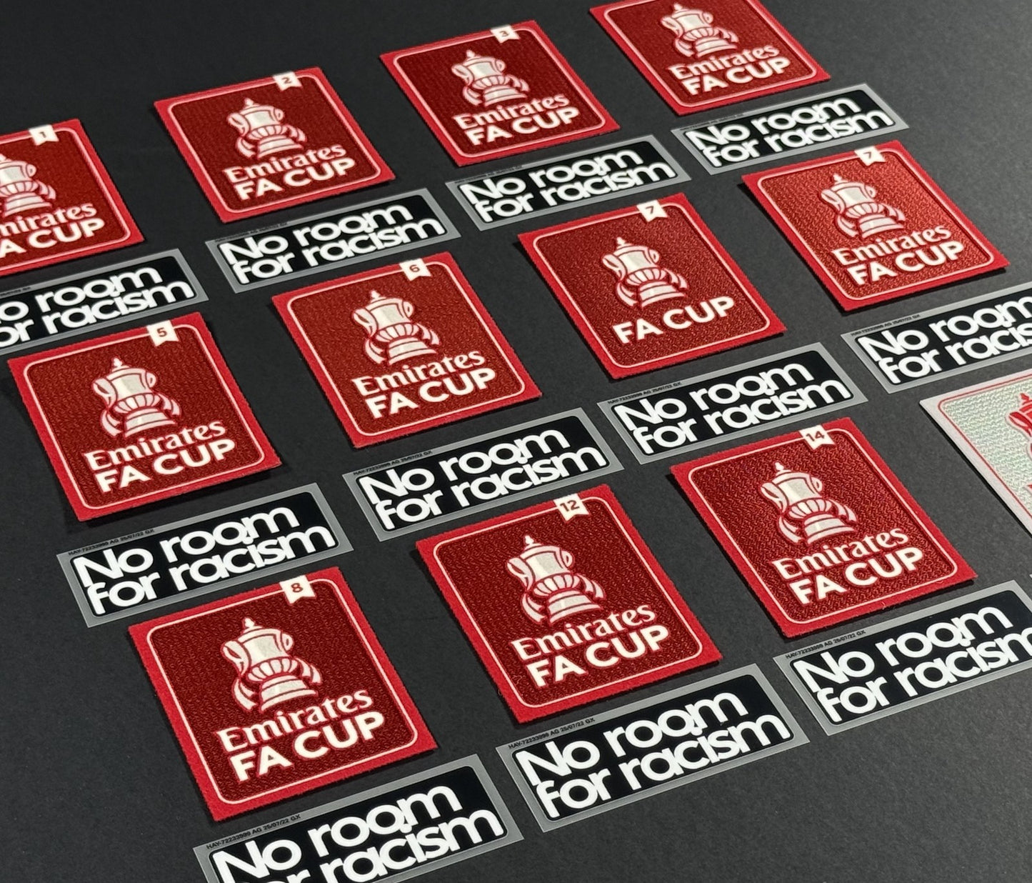 2024 2025 OFFICIAL PLAYER SIZE FA CUP + NO ROOM FOR RACISM SLEEVE PATCHES