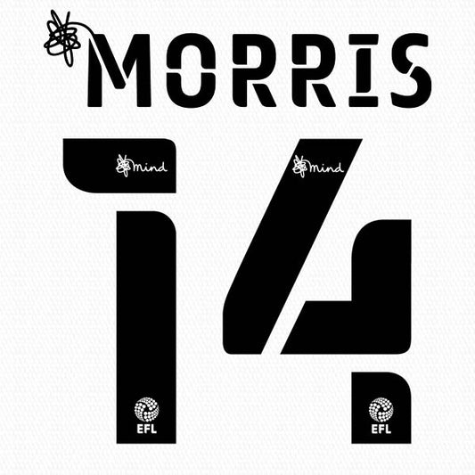 BARNSLEY 2020 2021 OFFICIAL MORRIS 14 AWAY PLAYER SIZE NAME SET