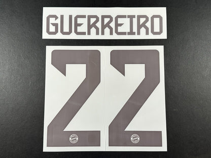 2024 2025 OFFICIAL BAYERN GUERREIRO 22 HOME DARK RED PLAYER SIZE NAMESET