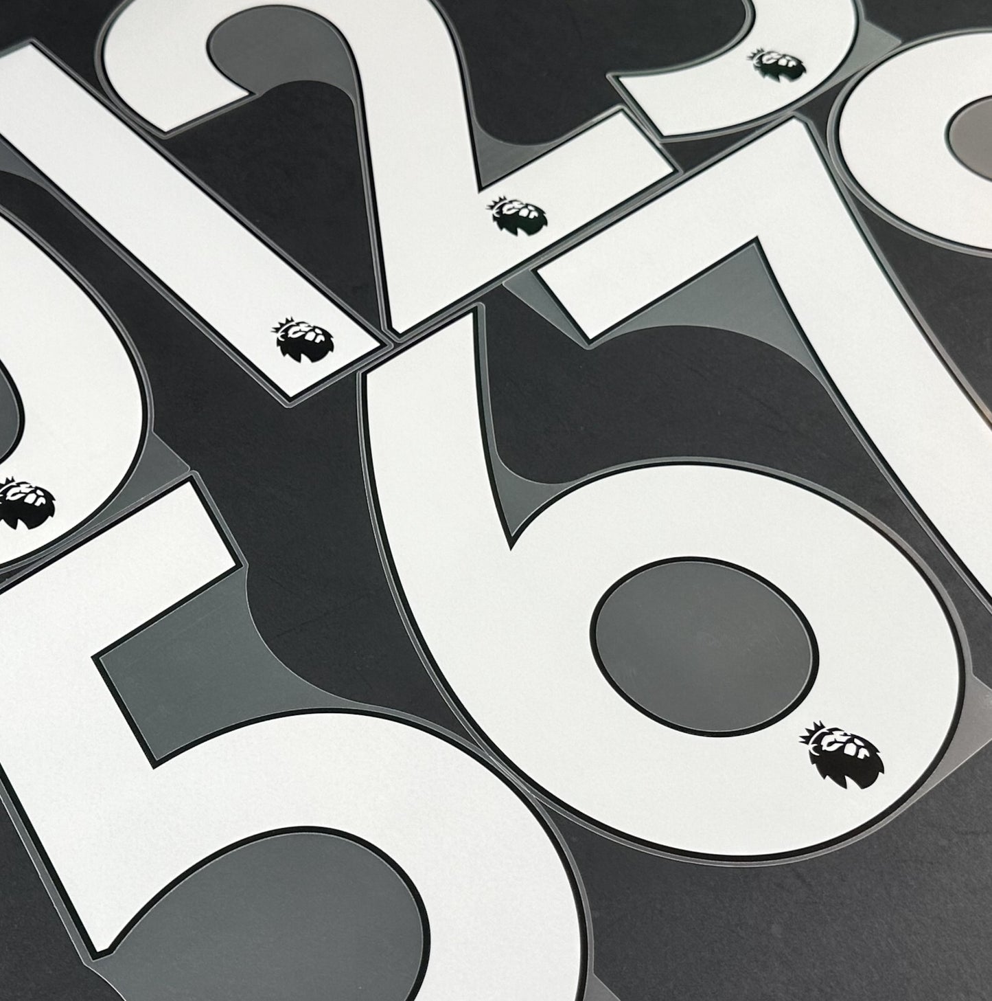 2022 - 2023 OFFICIAL AVERY DENNISON PREMIER LEAGUE WHITE PLAYER SIZE NUMBERS