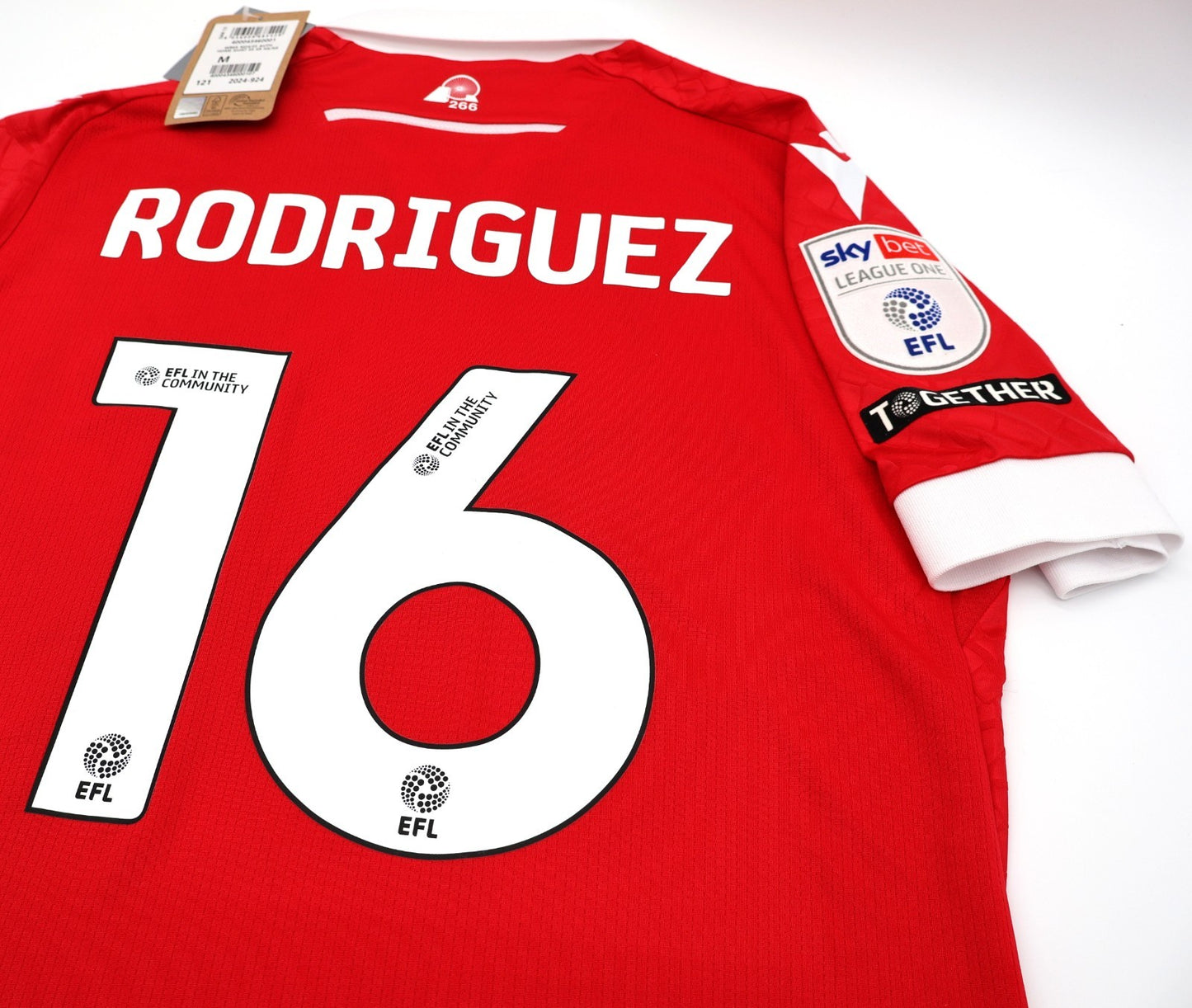 BNWT 2024 2025 WREXHAM A.F.C MACRON HOME SHIRT RODRIGUEZ 16 + PATCHES / MEDIUM