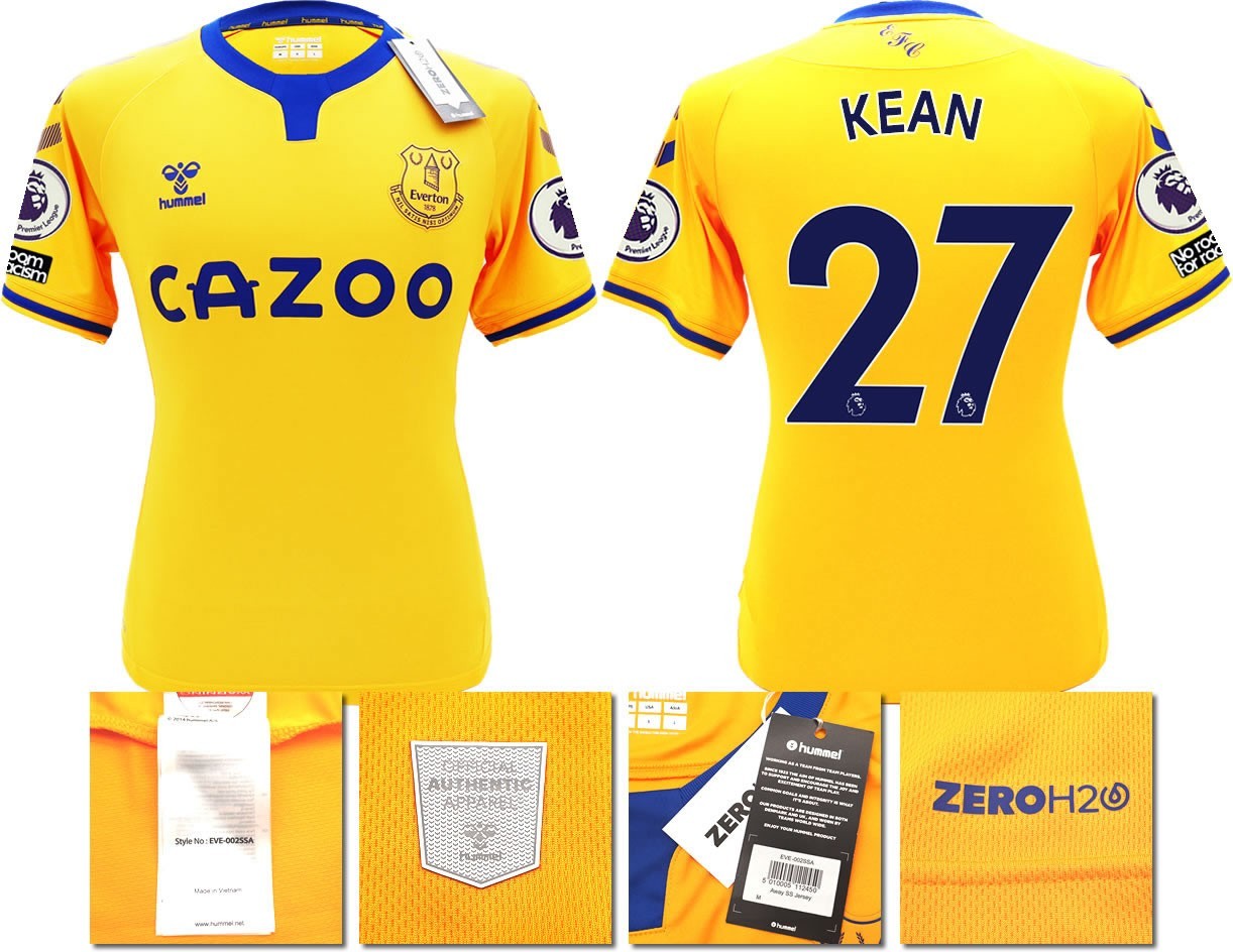 BNWT 2020 2021 HUMMEL EVERTON AWAY SHIRT MEN'S KEAN 27 + PATCHES