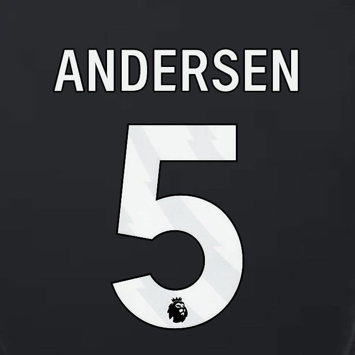2023 2024 LUTON TOWN OFFICIAL ANDERSEN 5 WHITE 3RD PLAYER SIZE NAMESET