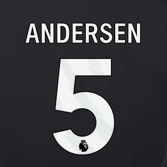 2023 2024 LUTON TOWN OFFICIAL ANDERSEN 5 WHITE 3RD PLAYER SIZE NAMESET