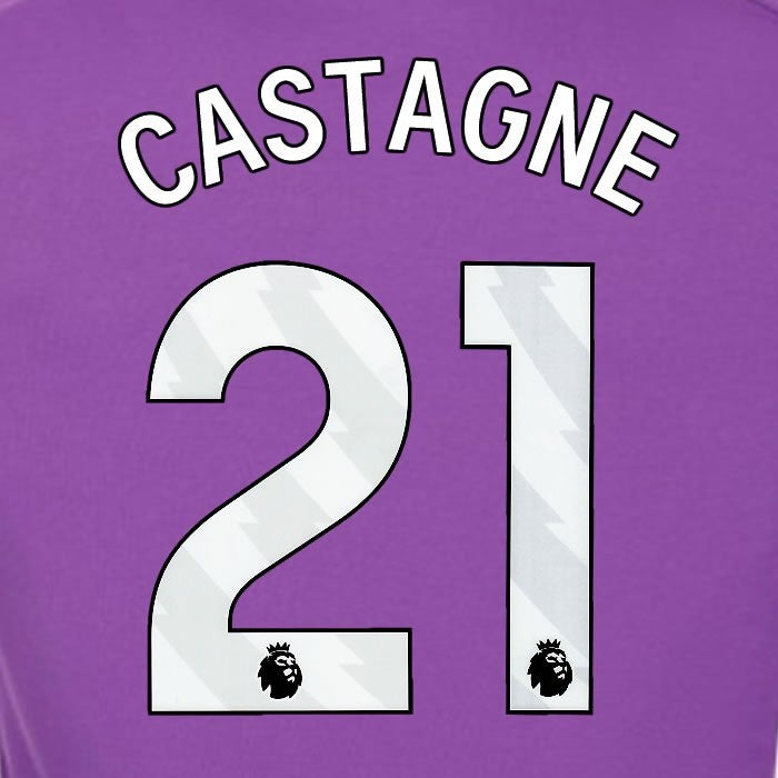 2024 2025 OFFICIAL FULHAM CASTAGNE 21 WHITE 3RD PLAYER SIZE NAMESET