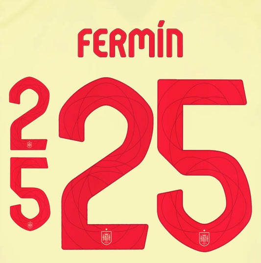 2024 2025 OFFICIAL SPAIN FERMIN 25 AWAY PLAYER SIZE NAMESET