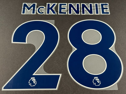 LEEDS UNITED 2022 2023 McKENNIE 28 OFFICIAL AVERY BLUE PLAYER SIZE NAME SET