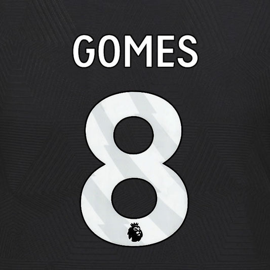 2024 2025 WOLVES AWAY WHITE GOMES 8 OFFICIAL PLAYER SIZE NAMESET