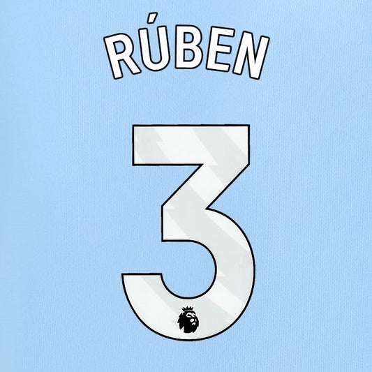 2024 2025 MANCHESTER CITY RUBEN 3 WHITE HOME PLAYER SIZE NAME SET