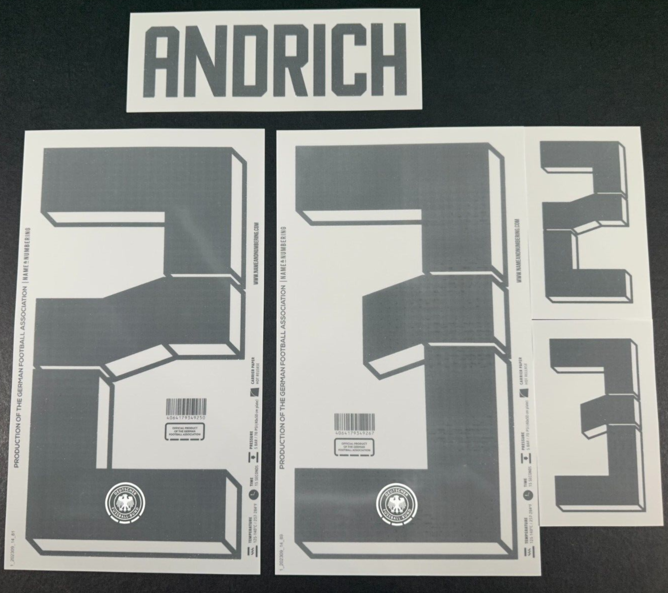 GERMANY 2024 2025 OFFICIAL NAME & NUMBERING ANDRICH 23 HOME PLAYER SIZE NAMESET