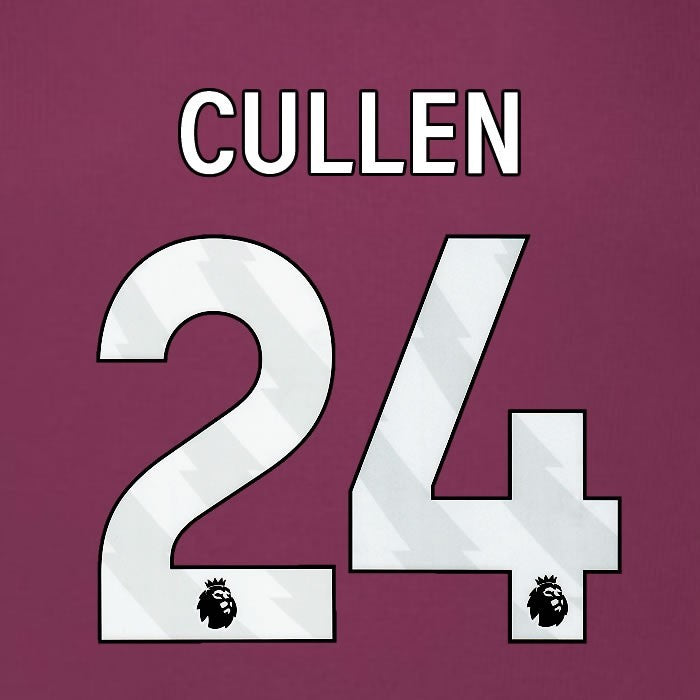 2025 2026 BURNLEY CULLEN 24 OFFICIAL WHITE HOME PLAYER SIZE NAMESET