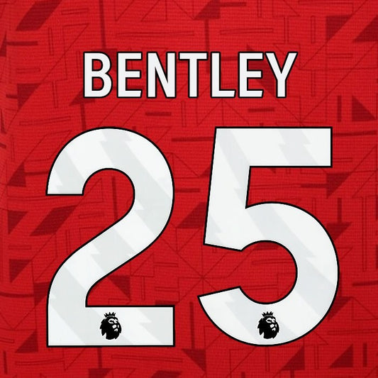 2023 2024 BENTLEY 25 OFFICIAL AVERY DENNISON WHITE PLAYER SIZE NAME SET