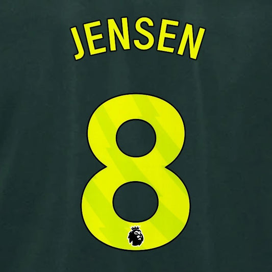2024 2025 BRENTFORD JENSEN 8 OFFICIAL YELLOW 3RD PLAYER SIZE NAMESET