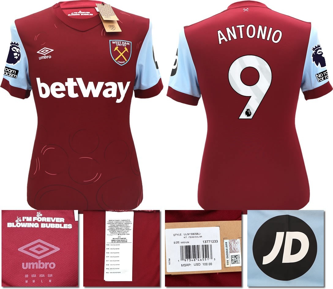 BNWT 2023 2024 UMBRO WEST HAM HOME SHIRT ANTONIO 9 MEN'S