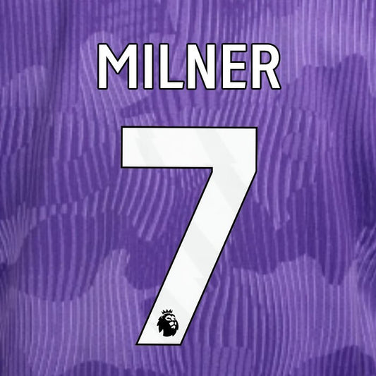 2023 2024 OFFICIAL LIVERPOOL MILNER 7 WHITE 3RD PLAYER SIZE NAMESET