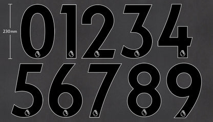 2019 - 2023 OFFICIAL AVERY DENNISON PREMIER LEAGUE BLACK PLAYER SIZE NUMBERS