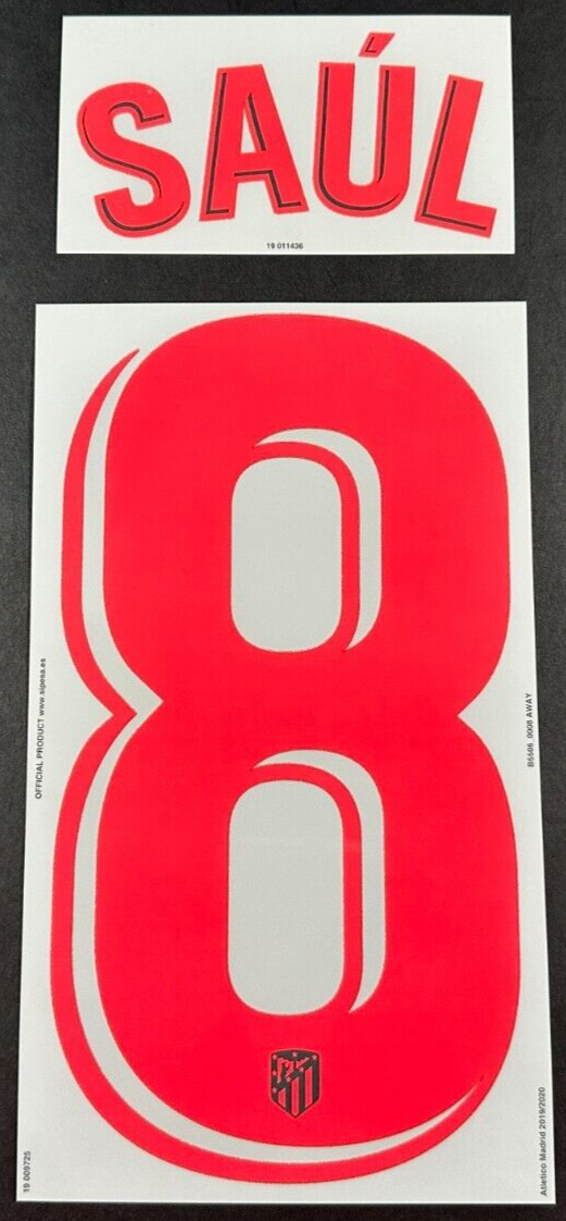 2019 2020 OFFICIAL ATLETICO MADRID SAUL 8 AWAY PLAYER SIZE NAMESET