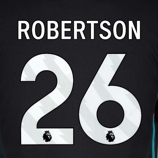 2024 2025 OFFICIAL LIVERPOOL ROBERTSON 26 WHITE AWAY PLAYER SIZE NAMESET