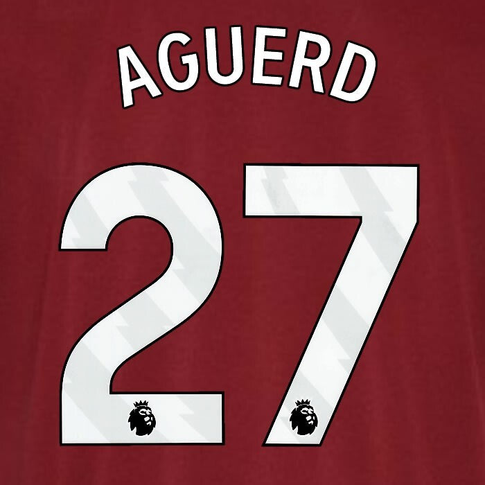 2023 2024 WEST HAM AGUERD 27 OFFICIAL AVERY DENNISON WHITE PLAYER SIZE NAME SET