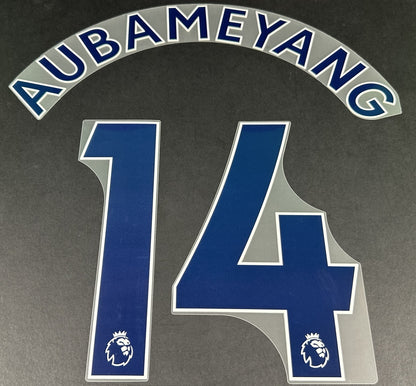 ARSENAL 2019-23 AUBAMEYANG 14 OFFICIAL AVERY DENNISON NAVY PLAYER SIZE NAME SET