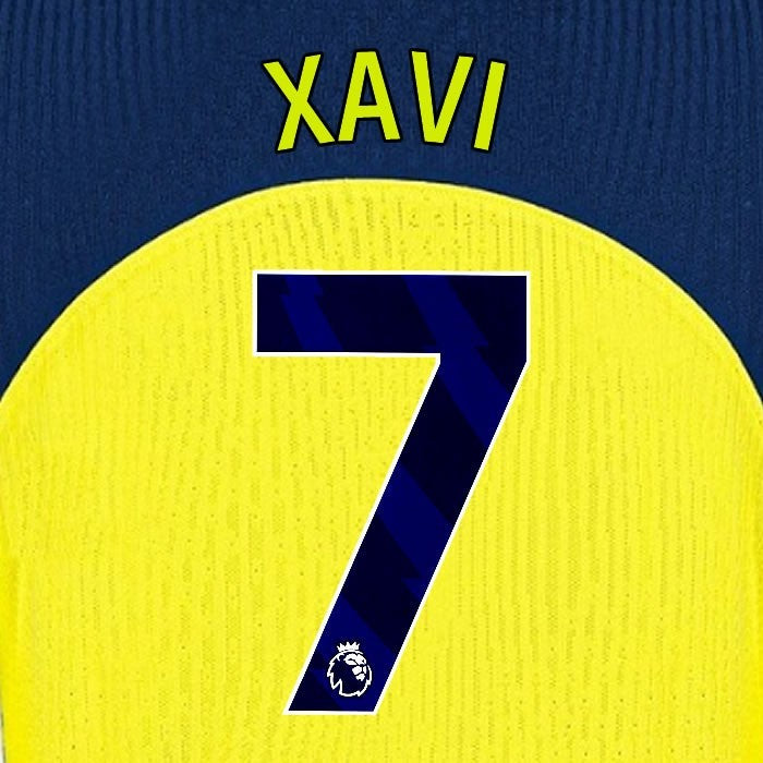 2025 2026 TOTTENHAM XAVI 7 3RD PLAYER SIZE NAME SET