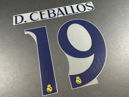 2023 2024 AVERY DENNISON REAL MADRID D. CEBALLOS 19 HOME PLAYER SIZE NAMESET