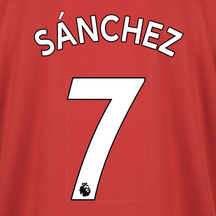 MAN UTD 2019-2023 SANCHEZ 7 OFFICIAL AVERY DENNISON WHITE PLAYER SIZE NAME SET