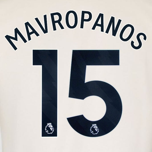 2025 2026 WEST HAM MAVROPANOS 15 OFFICIAL BLACK AWAY PLAYER SIZE NAMESET