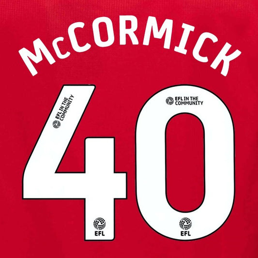 25 26 MIDDLESBROUGH McCORMICK 40 OFFICIAL WHITE HOME PLAYER SIZE NAME SET 230MM