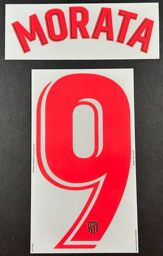 2019 2020 OFFICIAL ATLETICO MADRID MORATA 9 AWAY PLAYER SIZE NAMESET