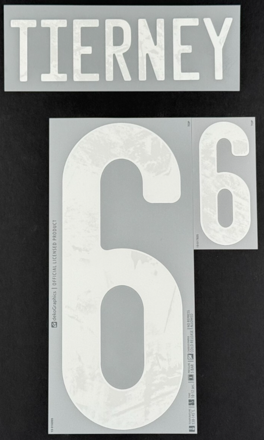SCOTLAND 2020-2021 OFFICIAL DEKO GRAPHICS TIERNEY 6 HOME PLAYER SIZE NAME SET