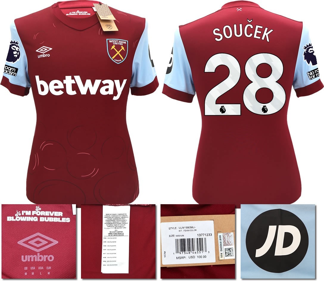 BNWT 2023 2024 UMBRO WEST HAM HOME SHIRT SOUCEK 28 + PACTHES MEN'S