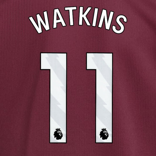 2024 2025 ASTON VILLA WATKINS 11 OFFICIAL WHITE HOME PLAYER SIZE NAMESET