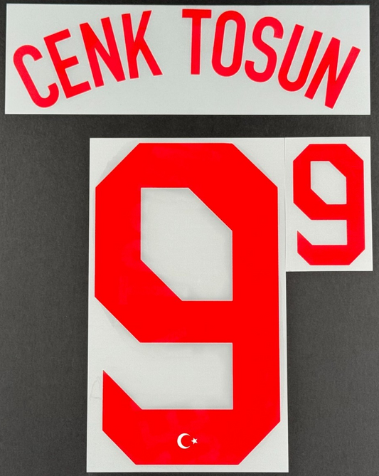 TURKEY 2020-2021 OFFICIAL CENK TOSUN 9 AWAY RED PLAYER SIZE NAME SET