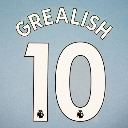 MAN CITY 2019 2023 GREALISH 10 OFFICIAL AVERY DENNISON WHITE PLAYER SIZE NAMESET