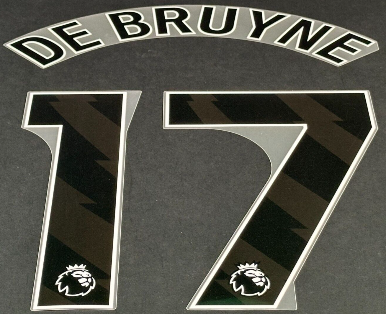 MAN CITY 2023/25 DE BRUYNE 17 OFFICIAL AVERY DENNISON BLACK PLAYER SIZE NAME SET