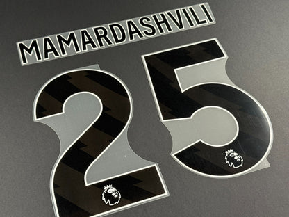 LIVERPOOL 25/26 MAMARDASHVILI 25 OFFICIAL AVERY DENNISON BLACK PLAYER SIZE 250MM