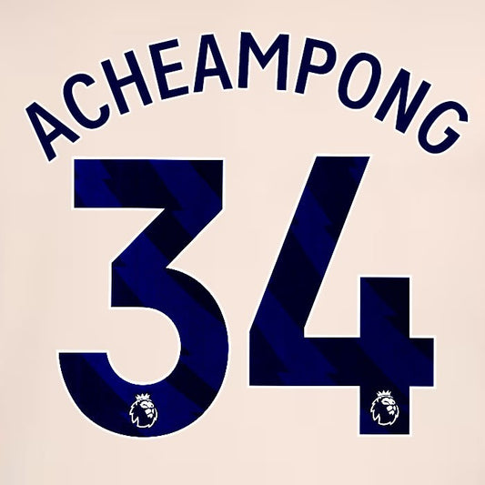 2024 2025 OFFICIAL CHELSEA ACHEAMPONG 34 BLUE AWAY PLAYER SIZE NAMESET