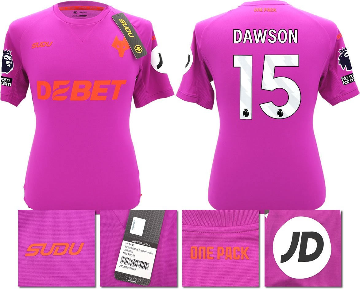 BNWT 2024/2025 WOLVES F.C. SUDU THIRD SHIRT DAWSON 15