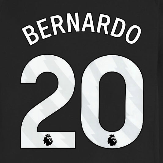 2025 2026 MANCHESTER CITY BERNARDO 20 WHITE AWAY PLAYER SIZE NAME SET