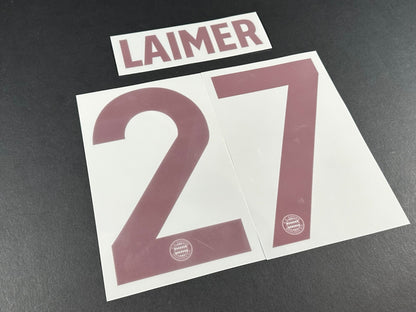 2024 2025 OFFICIAL BAYERN LAIMER 27 THIRD 3RD UCL RED PLAYER SIZE NAMESET