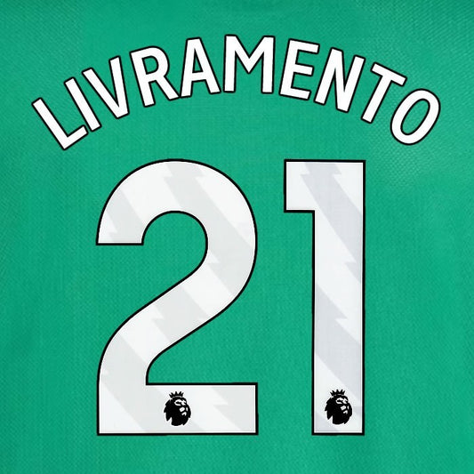 2025 2026 NEWCASTLE LIVRAMENTO 21 OFFICIAL WHITE AWAY  PLAYER SIZE NAME SET