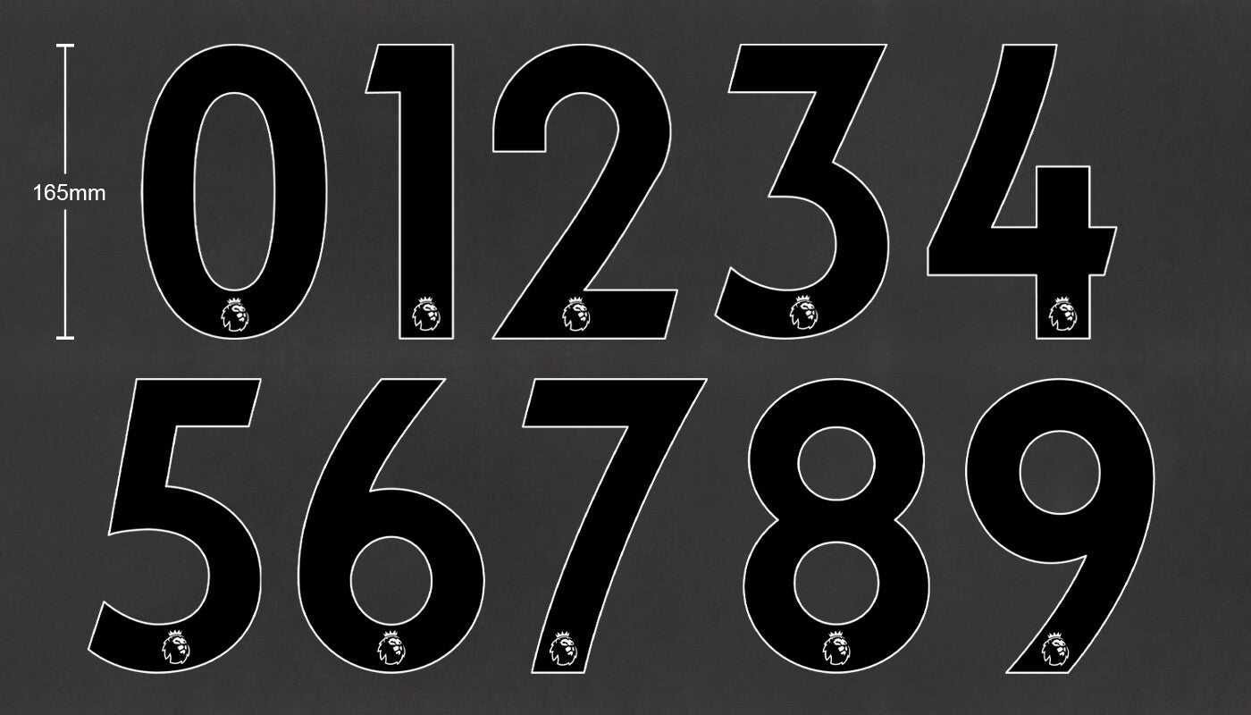 2019 - 2023 OFFICIAL AVERY DENNISON PREMIER LEAGUE BLACK KIDS SIZE NUMBERS