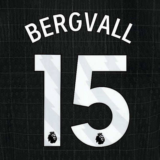 2025 2026 TOTTENHAM BERGVALL 15 WHITE AWAY PLAYER SIZE NAME SET