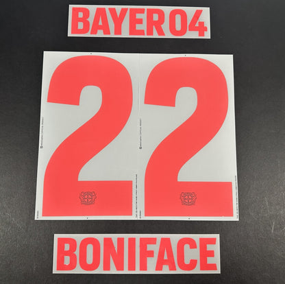 2023 2024 DekoGraphics BAYER LEVERKUSEN BONIFACE 22 HOME PLAYER SIZE NAME SET