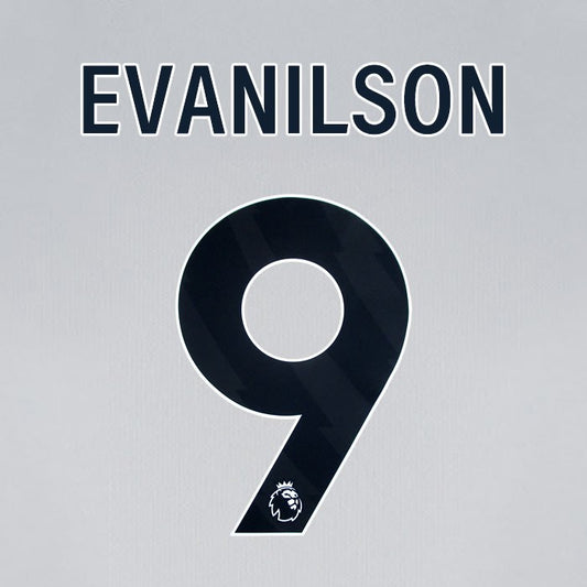 2024 2025 BOURNEMOUTH EVANILSON 9 BLACK AWAY PLAYER SIZE NAME SET
