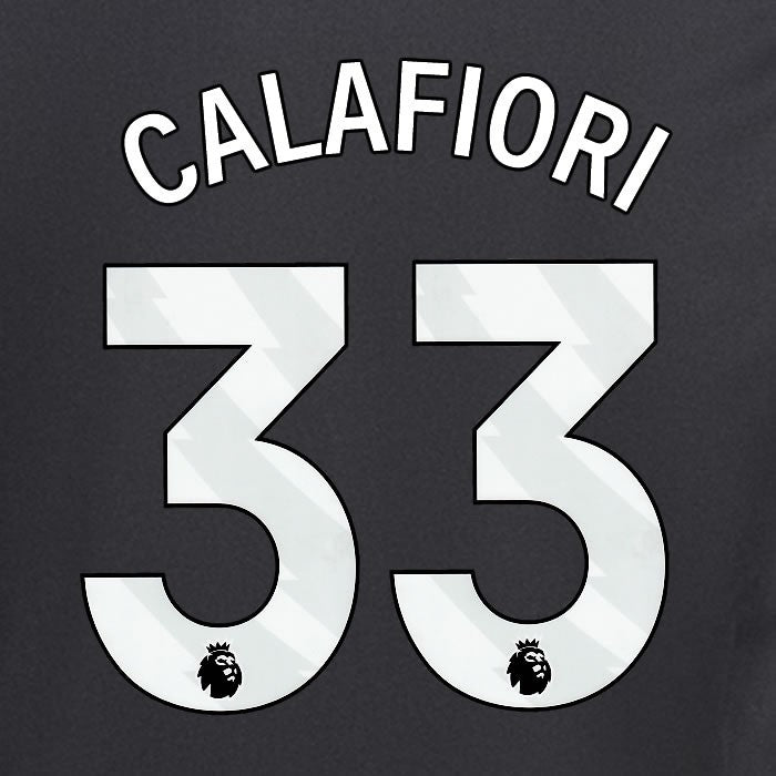 2024 2025 ARSENAL CALAFIORI 33 WHITE AWAY OFFICIAL PLAYER SIZE NAMESET