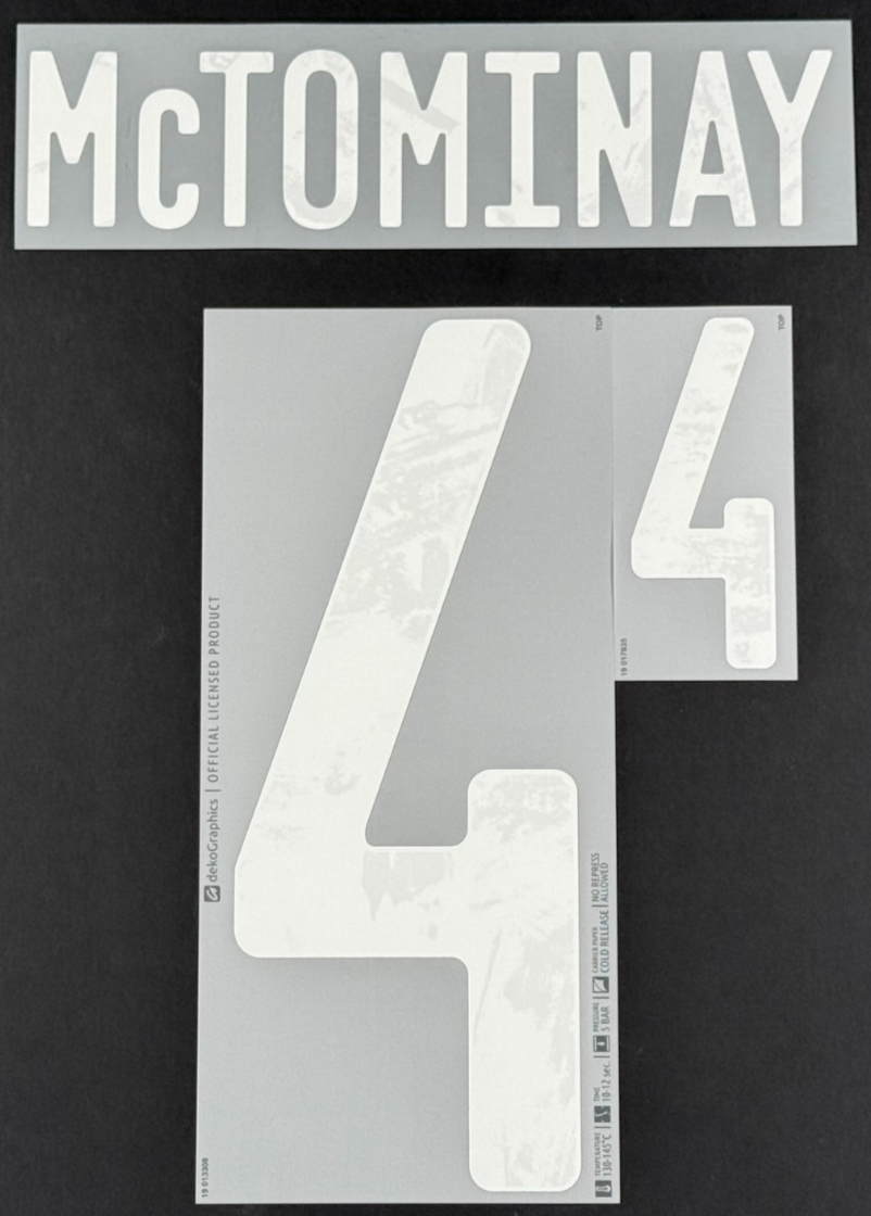 SCOTLAND 2020-2021 OFFICIAL DEKO GRAPHICS McTOMINAY 4 HOME PLAYER SIZE NAME SET